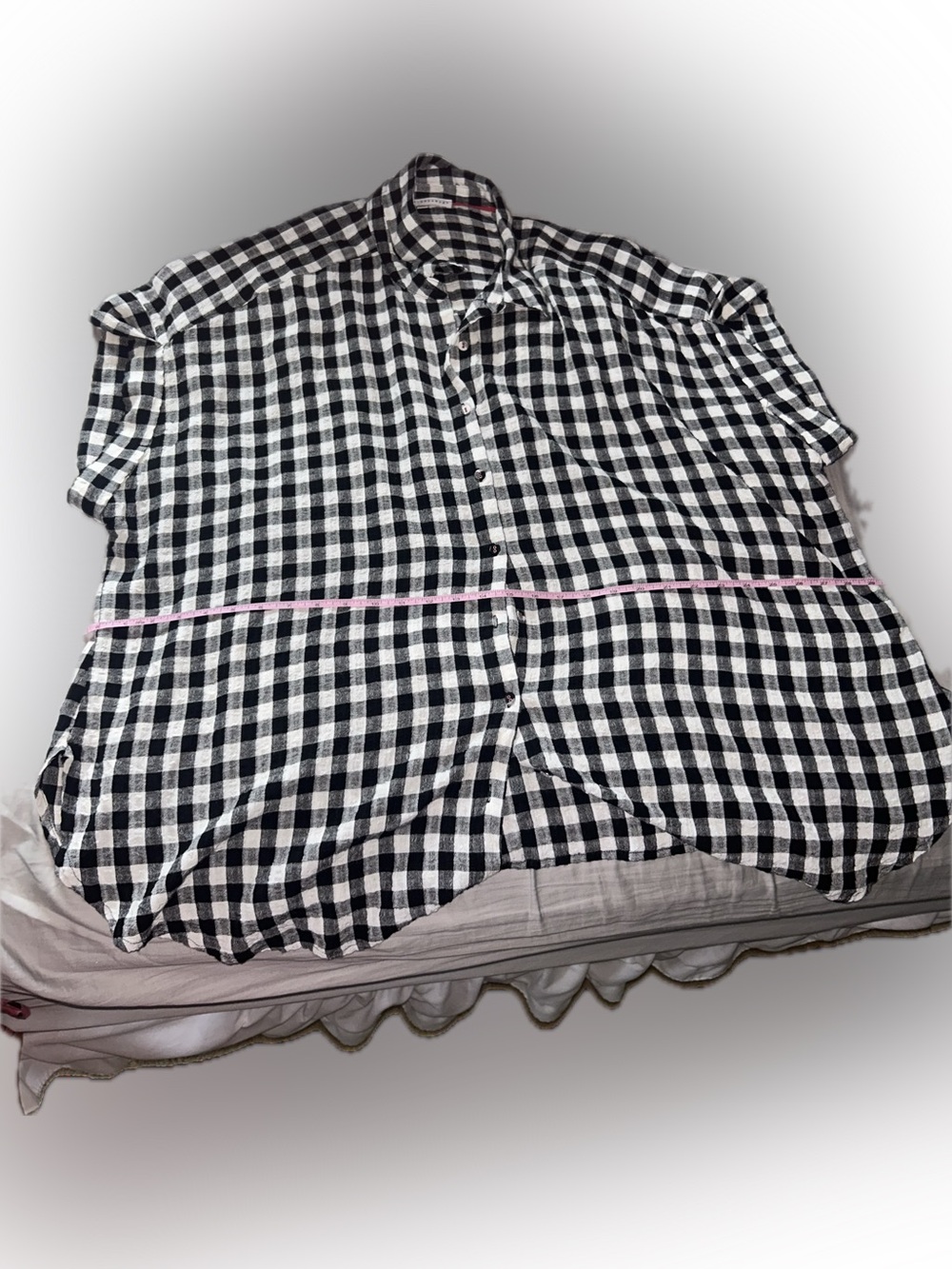 Jane and Delancey Black & White Checked Button Front Blouse